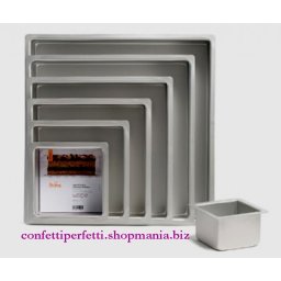 Teglia Professionale Quadrata dritta altezza 10 cm. Tortiera in Alluminio anodizzato da 10 a 40 cm. Decora