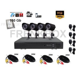 Kit videosorveglianza completo DVR P2P 4 canali 160Gb Telecamere HD 1000TVL