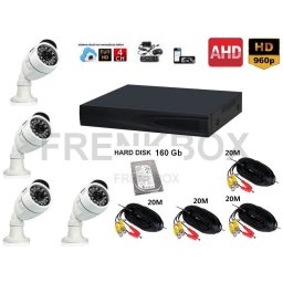 Kit videosorveglianza AHD DVR P2P 4 ch 160Gb Cloud Telecamere 1.3Mpx 1500tvl