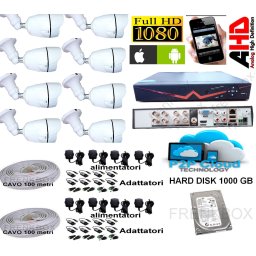 Kit videosorveglianza DVR 8 canali 1000Gb Telecamere AHD 3mpx 1080p Cavo 200mt