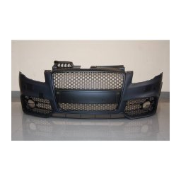 Paraurti anteriore sportivo TUNING per AUDI A4 berlina Avant 11/2004-2007 e Cabrio 2006-2009, look RS4, calandra nera, completo di griglie, per sensori per lavafari