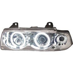 Set fari fanali proiettori anteriori TUNING BMW Serie 3 E36 1990-1999 Coupè Cabriolet, cromati ANGEL EYES CCFL alta potenza