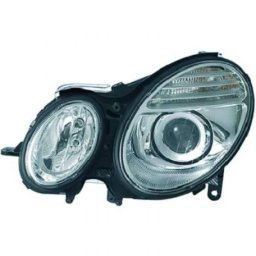Faro fanale proiettore anteriore destro MERCEDES Classe E W211 2006-2009 HELLA H7+H7 con motorino regolazione elettrica
