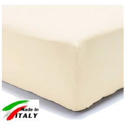 Lenzuolo Angolo con Elastici Francese Prodotto italiano in Percalle PANNA
