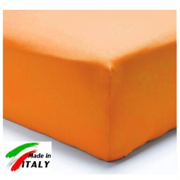 Lenzuolo Angolo con Elastici Matrimoniale Lenzuolo Made in Italy Cotone ARANCIO