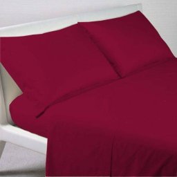 Completo Lenzuola Letto Matrimoniale Made in Italy Puro Cotone BORDEAUX
