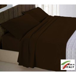 Completo Lenzuola Letto Matrimoniale Maxi Prodotto Italiano Cotone Di Percalle MORO