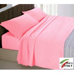 Completo Lenzuola Letto Matrimoniale Maxi Prodotto Italiano Cotone Di Percalle ROSA