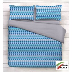 Completo Lenzuola Letto Matrimoniale Maxi Prodotto Italiano Cotone Di Percalle BAIA-BLU
