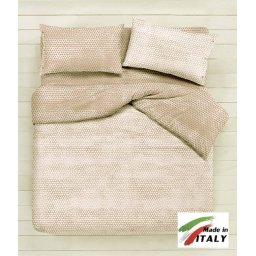 Completo Lenzuola Letto Matrimoniale Maxi Prodotto Italiano Cotone Di Percalle BON-BON-BEIGE