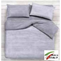 Completo Lenzuola Letto Una Piazza Percalle di Cotone Made in Italy BON-BON-GRIGIO