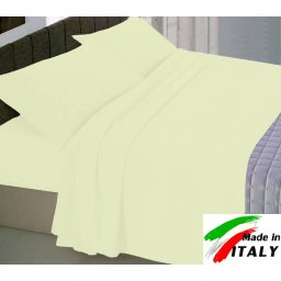 Parure Sacco Copripiumino Una Piazza Made in Italy Puro Cotone di Percalle PANNA