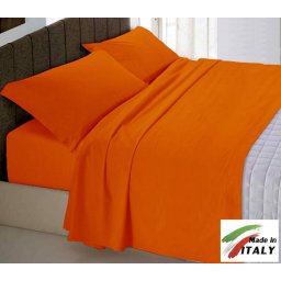 Parure Sacco Copripiumino Una Piazza e Mezza Prodotto Italiano Puro Cotone ARANCIO