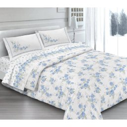 Lenzuolo Angolo con Elastici Una Piazza e Mezza Made in Italy Percalle di Cotone CLOE-AZZURRO