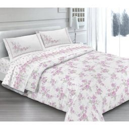 Parure Sacco Copripiumino Una Piazza e Mezza Prodotto Italiano Puro Cotone CLOE-ROSA