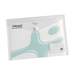 Busta con bottone Ice Rexel - con portabiglietto visita - A4 - trasp. - Rexel