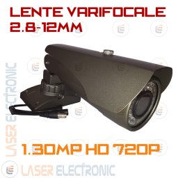 Telecamera Professionale AHD 1.3MP WaterProof IP66 Varifocale 2.8-12mm HD 720P Visione Notturna 35mt