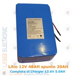 Batteria a Litio 12V 48AH 48000mA Spunto 20A con Caricabatteria 5.0AH