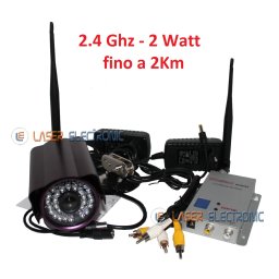 Kit Telecamera Wireless a Lungo Raggio 2Km 2.4Ghz. 2.0Watt
