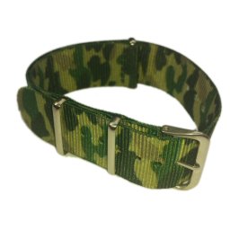 Cinturino in tessuto tipo Nato Mimetico Verde 20 mm