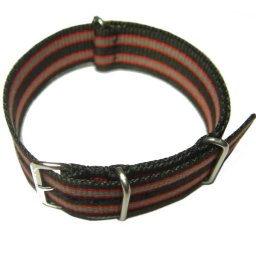 Cinturino in tessuto tipo Nato Nero-Rosso-Grigio 24 mm