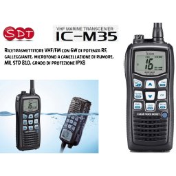 ICOM IC-M35 RICETRASMETTITORE VHF NAUTICO 6 WATT DI POTENZA RF, GALLEGGIANTE, MICROFONO A CANCELLAZIONE DI RUMORE, IPX8
