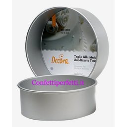 Tortiera 35 cm. Decora. Teglia Professionale Tonda e Dritta. Altezza 10 cm. Alluminio Anodizzato