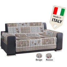 Copridivano Copripoltrona Trapuntato made in Italy stile shabby rosso o beige