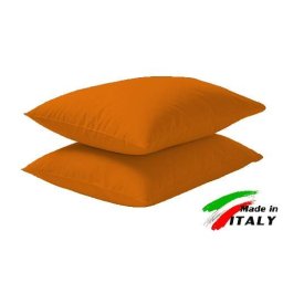 Coppia Federe Guanciale Federe Maxi Puro Cotone Made in Italy ARANCIO