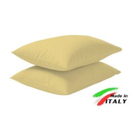 Coppia Federe Guanciale Federe Maxi Puro Cotone Made in Italy GIALLO
