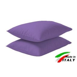 Coppia Federe Guanciale Federe Maxi Puro Cotone Made in Italy LILLA