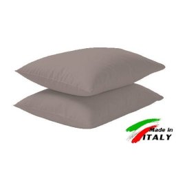Coppia Federe Guanciale Federe Maxi Puro Cotone Made in Italy TORTORA