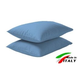 Coppia Federe Guanciale Federe Standard Made in Italy Puro Cotone AZZURRO