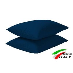 Coppia Federe Guanciale Federe Standard Made in Italy Puro Cotone BLU