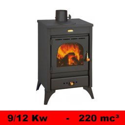 Stufa a Legna in Ghisa 12,5 kW 54x49,3x94,6 cm Lava Nera