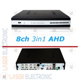 Videoregistratore DVR Ibrido AHD 8CH Canali Full HD1080P Vga Hdmi NVR HVR Visione da Cellulare
