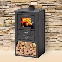 Stufa a Legna in Ghisa 12,5 kW 54x49,3x94,6 cm Lava Nera