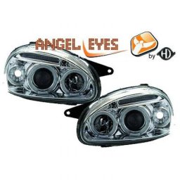 Opel Corsa D 06-10 Fari Anteriori ANGEL EYES Neri LED - 6