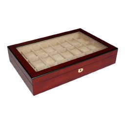 Vetrina 24 orologi in legno ciliegio