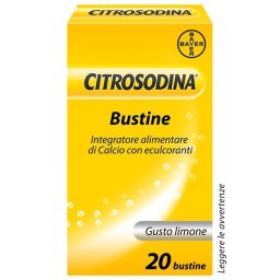 Citrosodina Effervescente, Integratore Alimentare Digestivo con Calcio, Gusto Limone, 20 Bustine