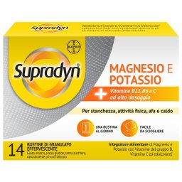 Supradyn Magnesio e Potassio Integratore Effervescente 14 Bustine Arancia Senza Glutine