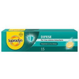 Supradyn Difese, Integratore per il Sistema Immunitario, con Vitamina C, D e Zinco, 15 Compresse Effervescenti