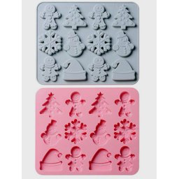Stampo Natale con 12 forme. Fiocco di neve, Babbo Natale, Cappello, GingerBread e Pupazzo di neve
