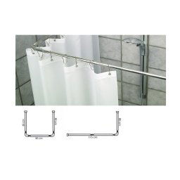 Trade Shop - Supporto Tenda Doccia In Acciaio Grigio Bagno 80x80x80 Bastone Asta Telaio Curvo -