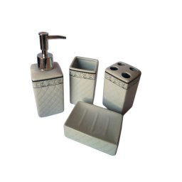 Trade Shop - Set Accessori Bagno Moderno In Ceramica Da Appoggio Design Classico Con Decoro -