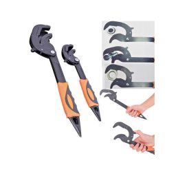 Trade Shop - Set 2 Chiavi A Tubo Veloce Regolabili Multi Funzioni Professionali 260 Mm 380 Mm -