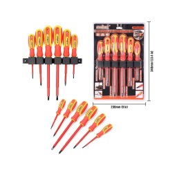 Trade Shop - Set 6 Cacciaviti Cacciavite Croce E Taglio Isolanti Con Punte Magnetiche -