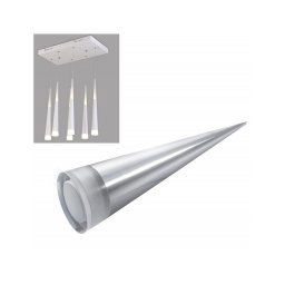 Trade Shop - Lampadario Lampada 6 Pendenti Conico Allungato Acciaio Soffitto Luce Led Applique Design -