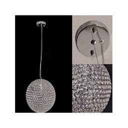 Trade Shop - Pendente Lampada Lampadario Sferico Tondo Chiuso Cristalli Soffitto Luce Led Design -