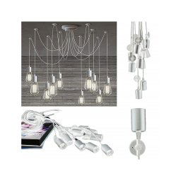 Trade Shop - Lampadario 12 Pendenti Lampada Ragno Bianco Soffitto Sospensione Regolabili Portalampada E27 -